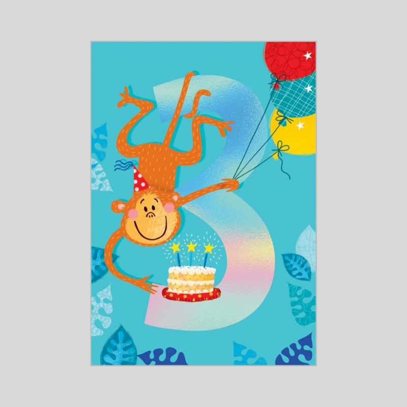 Age 3 Birthday Card for boys
