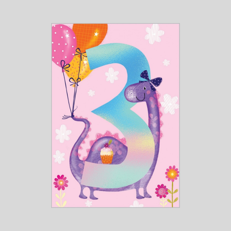 age 3  birthday cards for girls